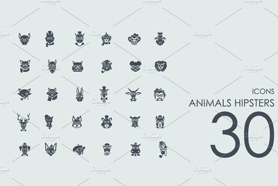 时尚的动物图标素材 30 Animals Hipsters icons