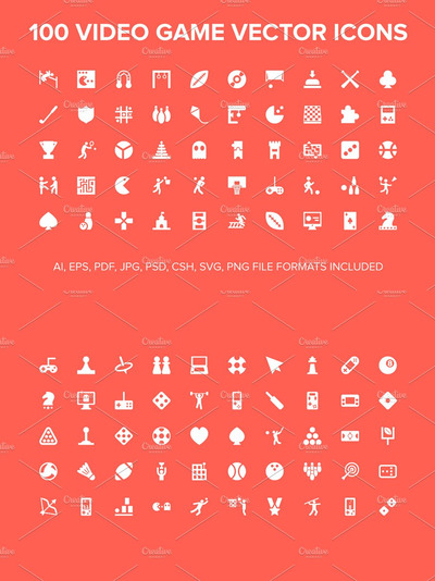 游戏图标素材 100 Video Game Vector Icons