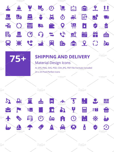 物流运输图标素材 75+ Shipping and Delivery Icons