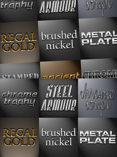 金属特效ps字体图层样式 Metal Photoshop Styles Pack 1