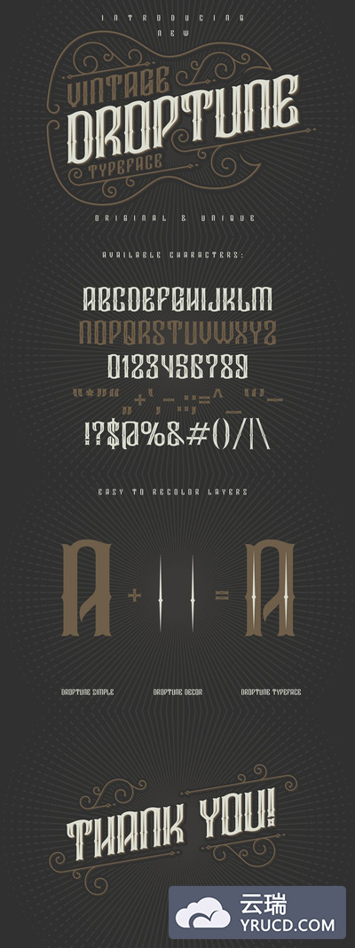 经典个性字体 Vintage font "Droptune"