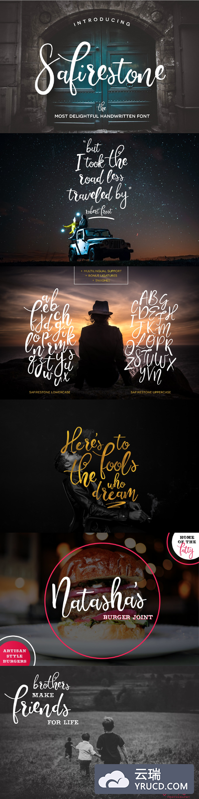 手写草书字体 Safirestone Font + Extras