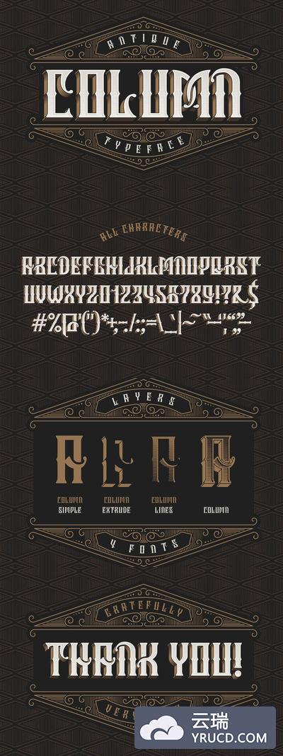 经典复古字体 VIntage extruded "Column Typeface"