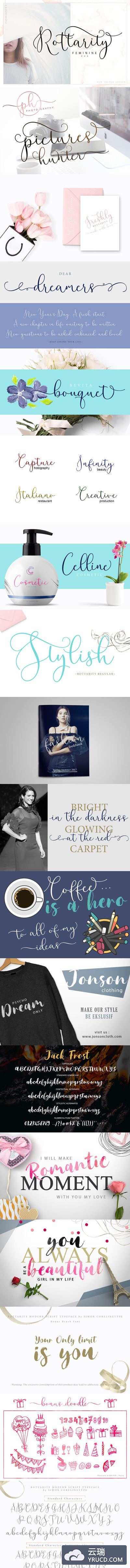 时尚优雅的手写字体 Rottarity Feminine + Bonus