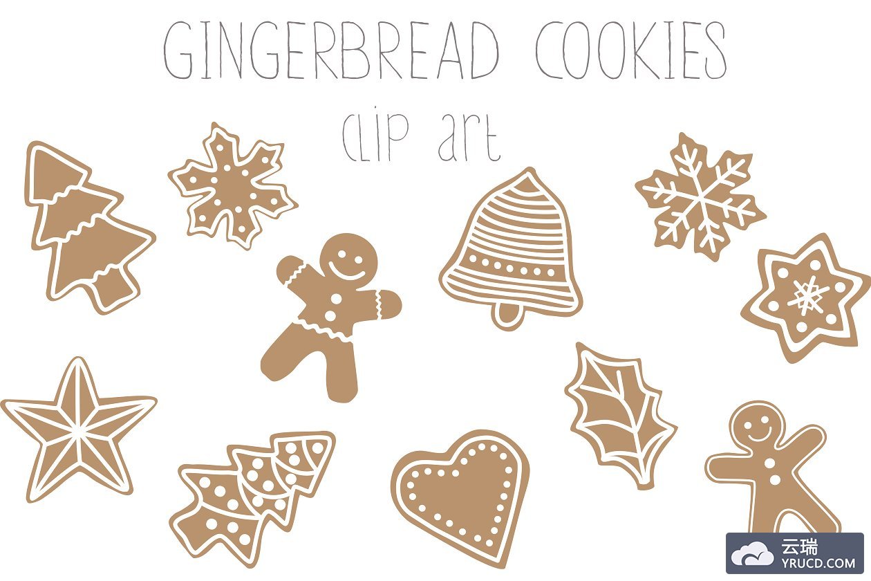 姜饼人元素剪贴画 Gingerbread cookies clip art