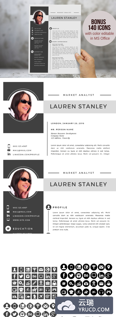 优雅简历模板 Elegant 2 in 1 Word resume template
