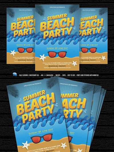 夏季海滩海报模板 Summer Beach Party / Pool Party