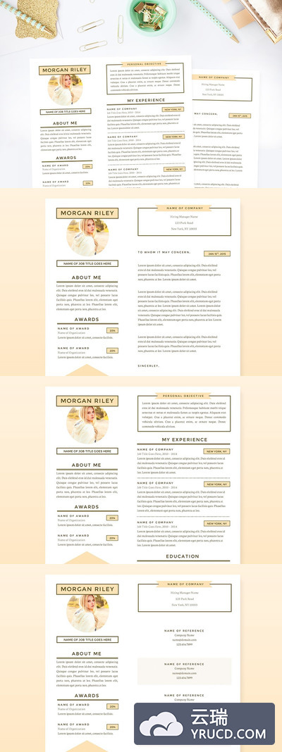 干净的简历模板 Sunrise Resume Template Pkg.