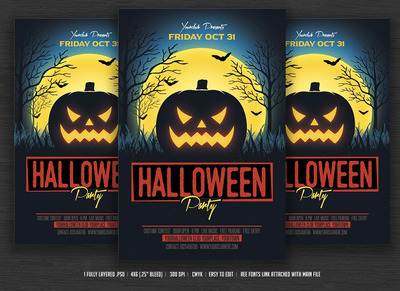 万圣节南瓜头元素海报 Halloween party