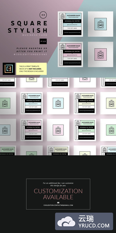 时尚名片模板 Square Stylish - Business Card 88