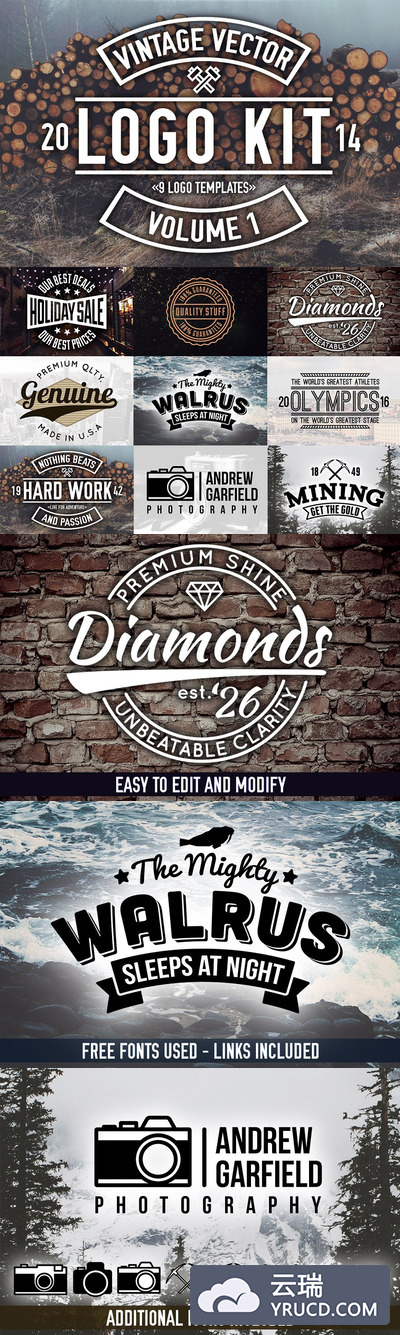 复古矢量logo素材 Vintage Vector Logo Kit