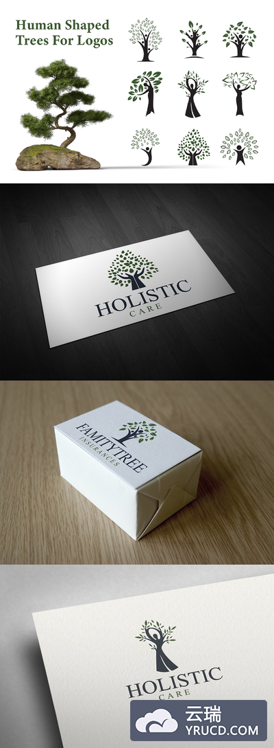 人形树logo模板 Human Shaped Trees For Logos