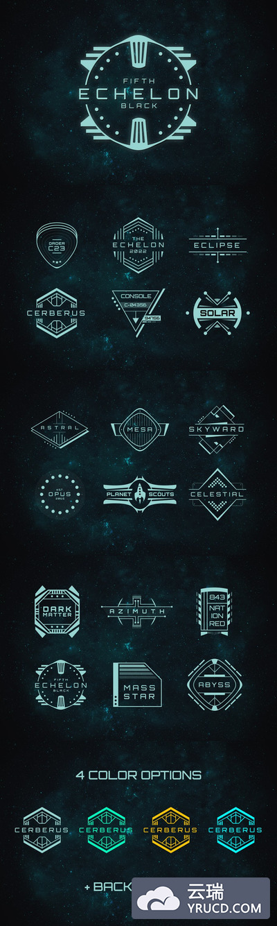 科幻logo徽章模板 18 Sci-Fi Badges