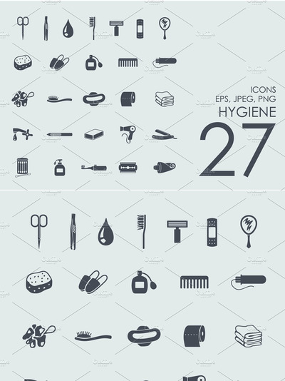 护理图标素材 27 hygiene icons