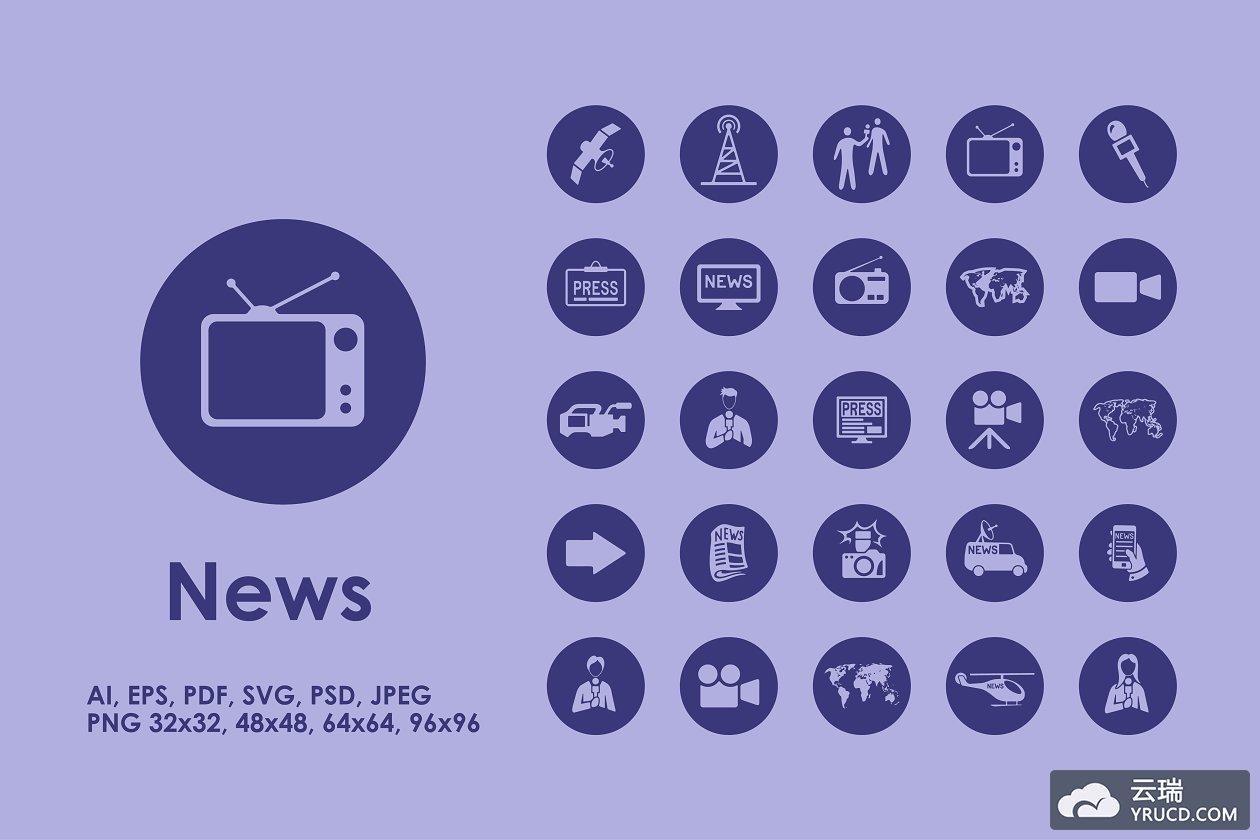 新闻矢量图标素材 25 news icons