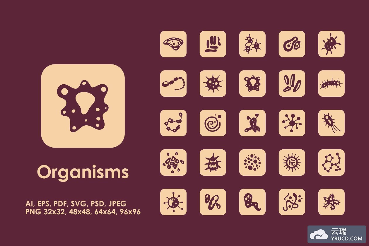 细菌图标素材 25 organisms icons