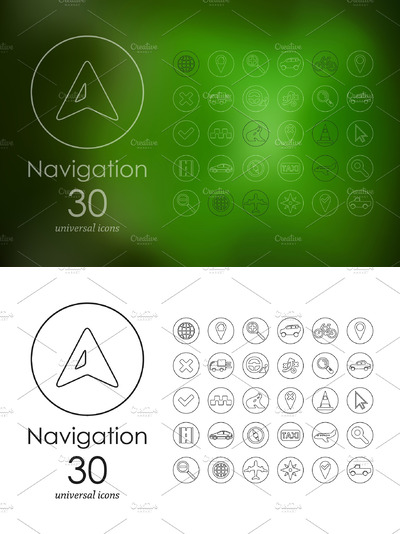 导航矢量图标 30 navigation icons