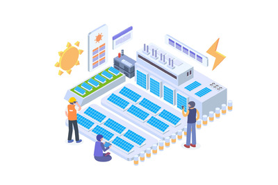 2.5D风格太阳能电站等距矢量图[Ai]