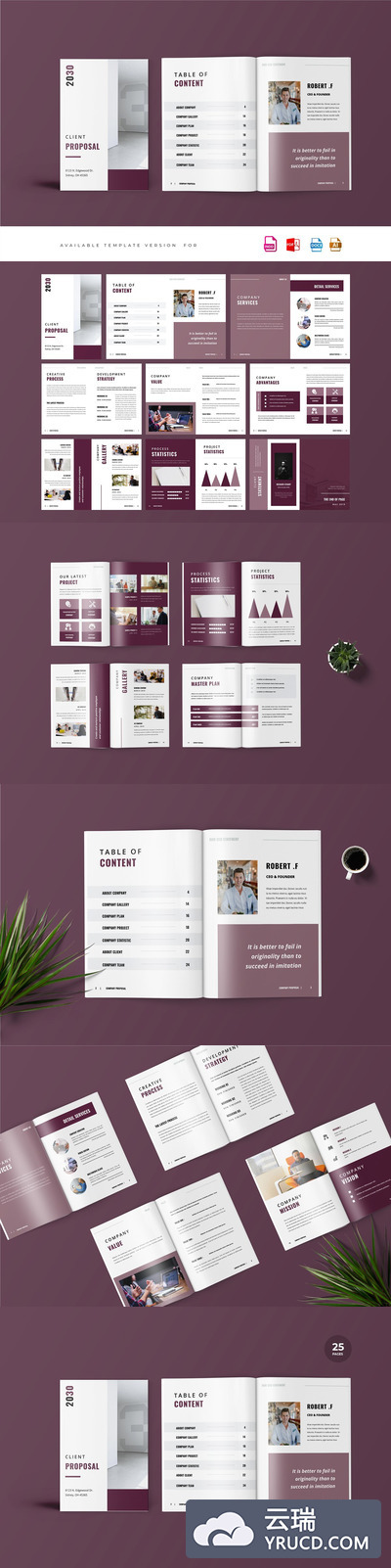 紫色系商业项目提案杂志图册设计模板