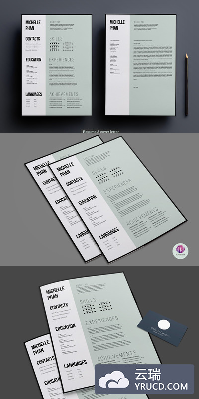 时尚极简主义简历模板 1 page CV template (minimal design)