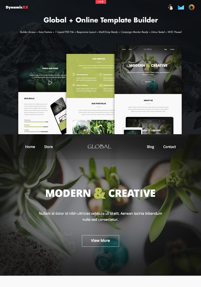 在线邮件网站模板 Global + Online Template Builder