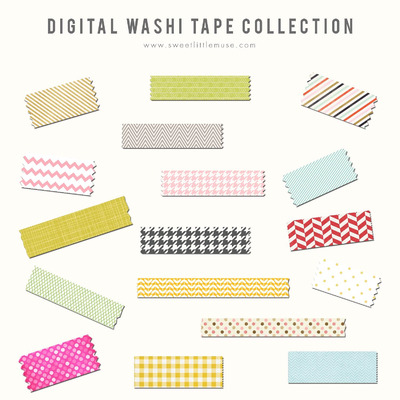 数码纸胶带背景 Digital Washi Tape