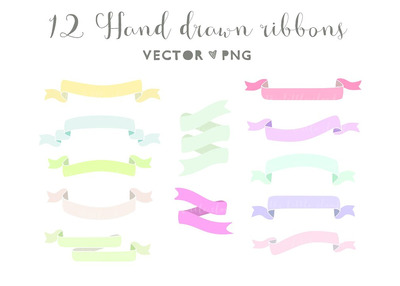手绘飘带图形 Hand drawn ribbons clip art