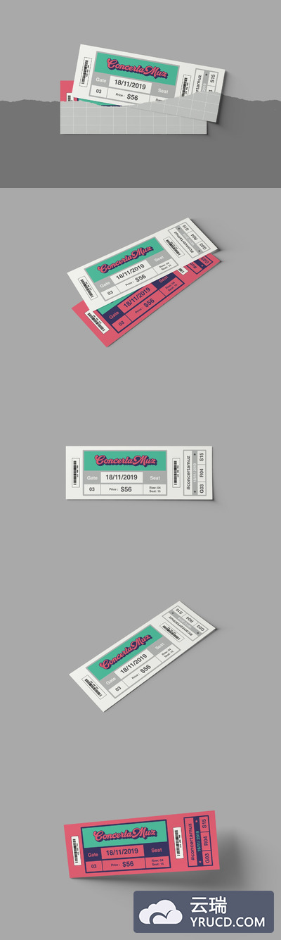 精美的门票设计展示样机素材下载[PSD]