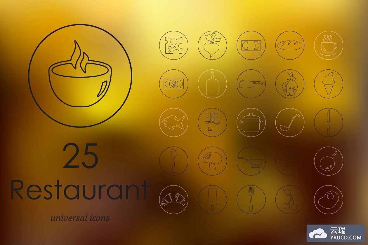 餐厅矢量图标素材 25 restaurant icons