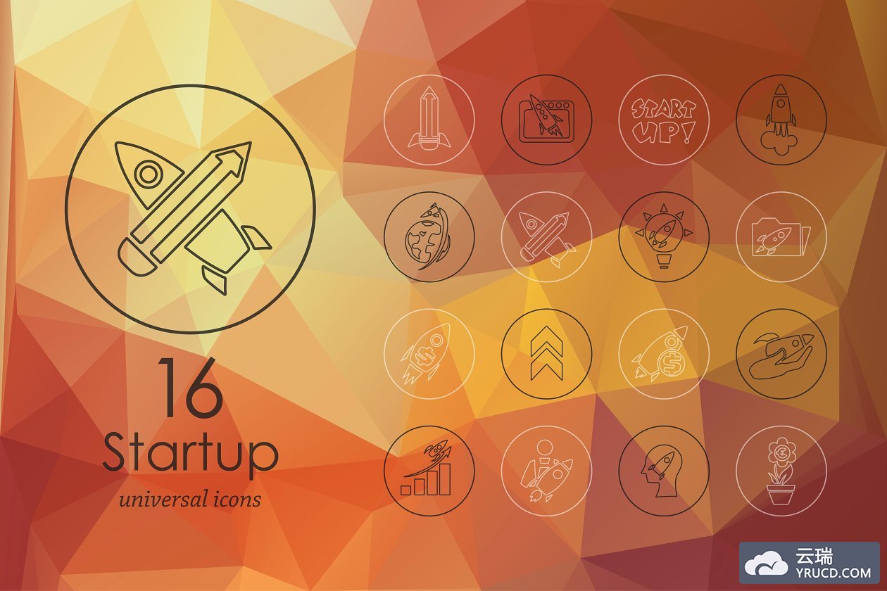 启动图标素材 16 Startup line icons