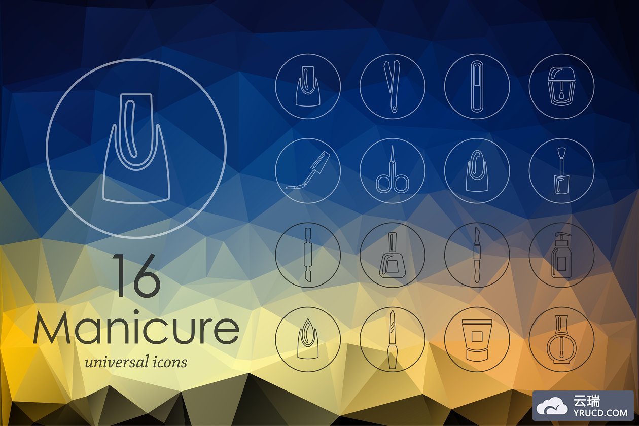 修甲图标素材 Set of manicure line icons