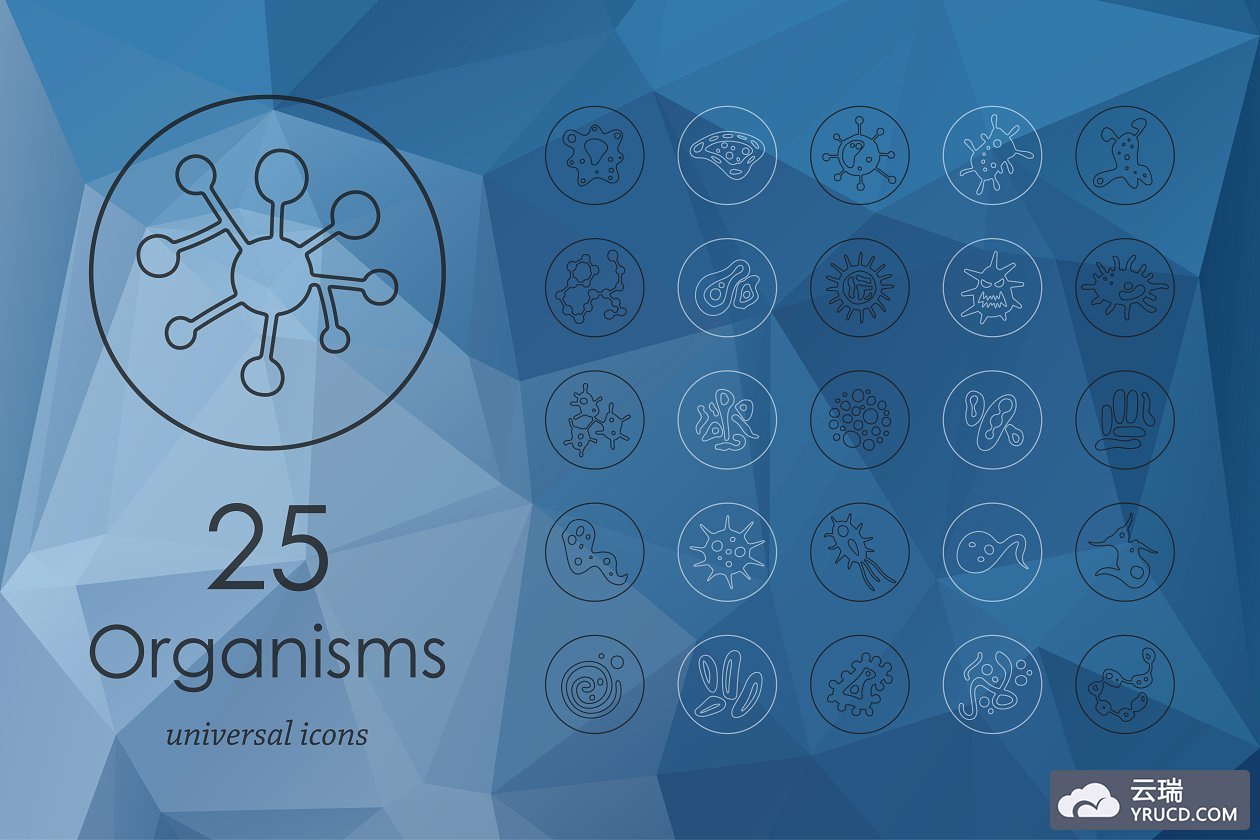 细菌图标素材 25 organisms line icons