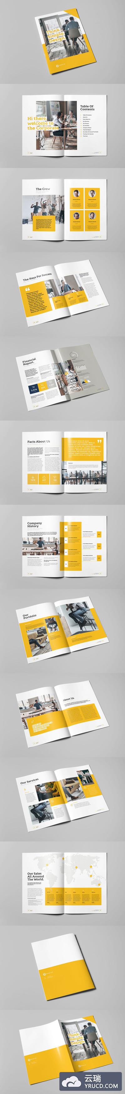 时尚清新专业高端简约商业手册画册宣传册杂志房地产楼书设计模板