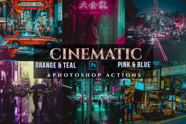 电影色调城市照片调色处理ps动作
