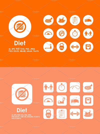饮食图标素材 Diet icons