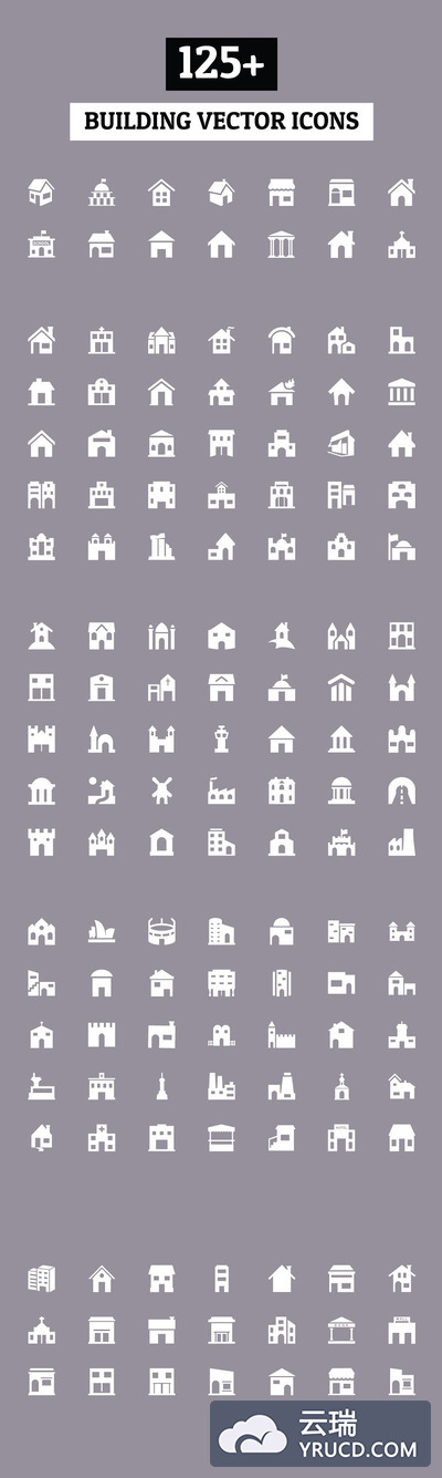 建筑图标素材 125+ Building Vector Icons