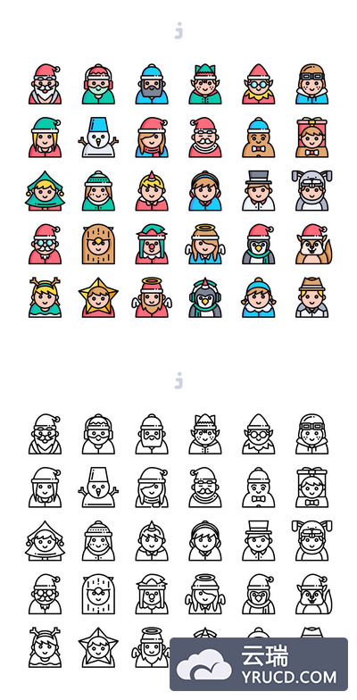 矢量多彩的全新圣诞老人形象矢量图标素材下载[Ai]