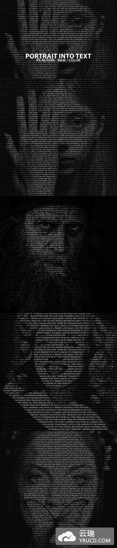 时尚高端震撼的人像变成文字效果的神奇photoshop动作