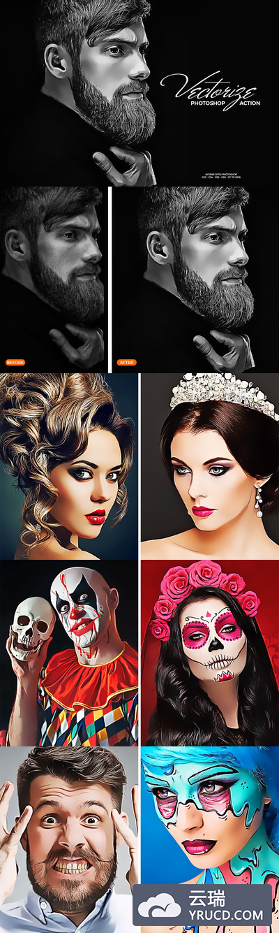 将照片一键艺术化处理的神奇photoshop动作