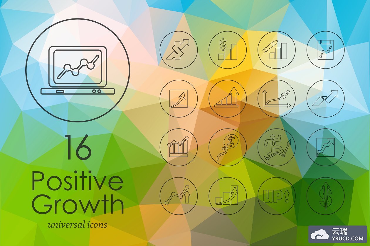 增长图标素材 Positive Growth line icons