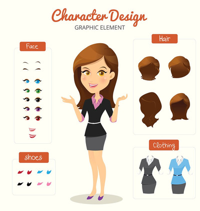 商业女性人物插画 Business Woman Vector Set