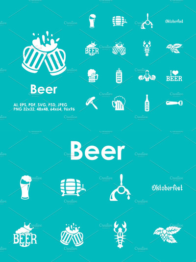 啤酒图标素材 16 beer simple icons