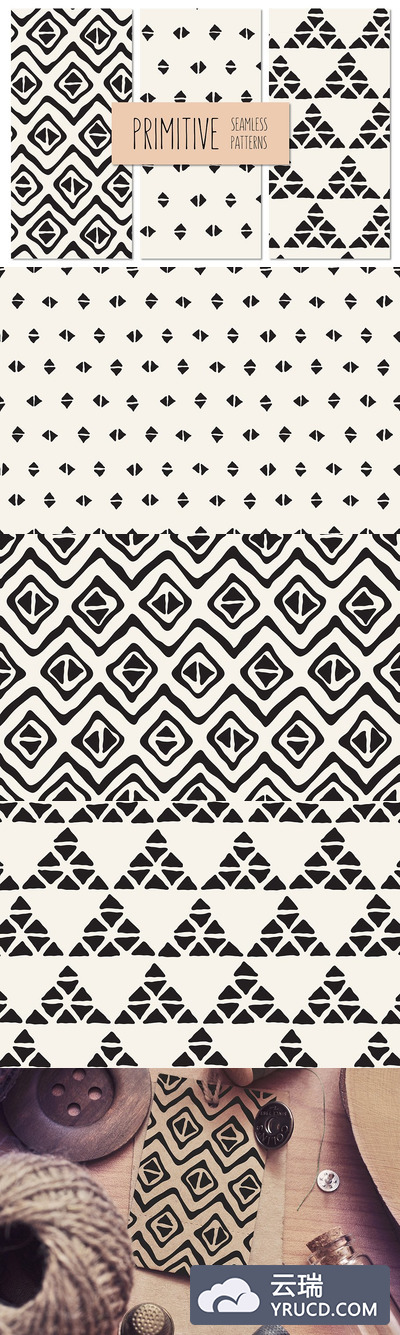 原始部落图案背景纹理 Primitive Seamless Patterns Set 2