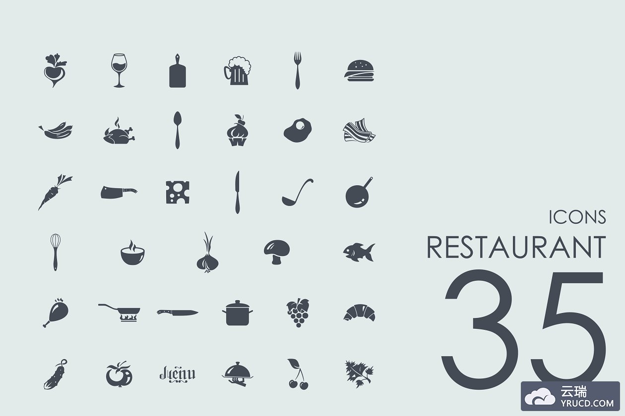 餐厅矢量图标素材 35 Restaurant icons