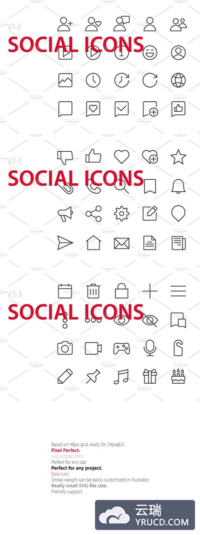 社交图标素材 60  Social Icons UI icons