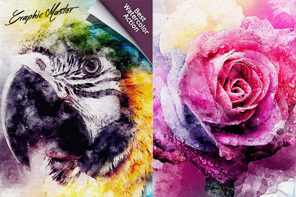 水彩飞溅专业绘画效果照片处理ps动作下载