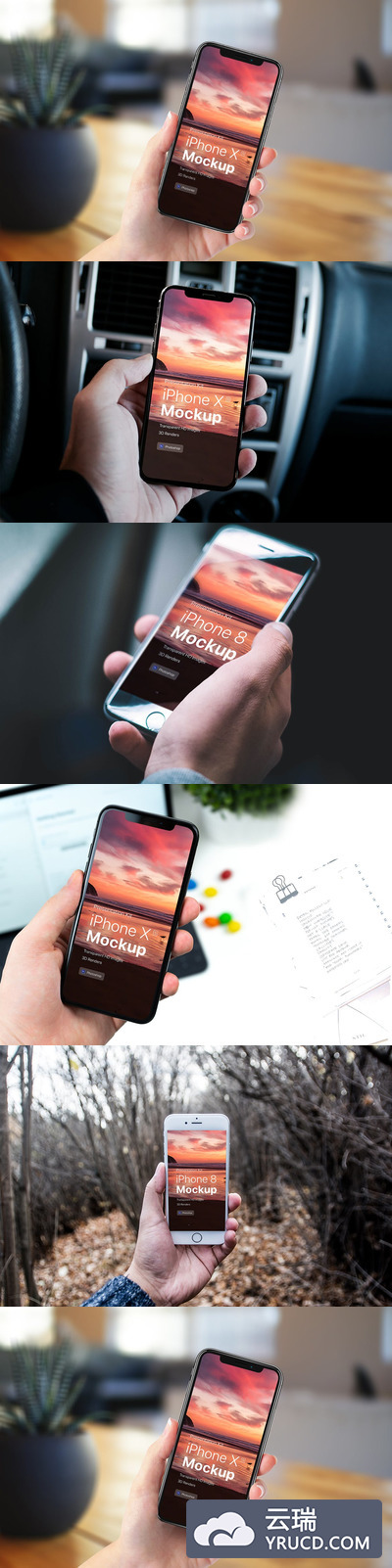 高品质的手持iPhone X APP UI样机展示模型mockups