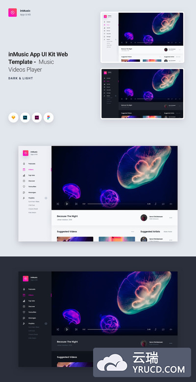 Sketch | Web模板用户界面工具包InMusic应用程序视频播放器