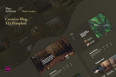 时尚高端专业的高品质创意博客网站设计模板（Adobe XD）