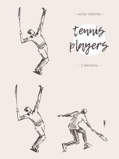 网球运动员速写素材 Sketches of tennis players